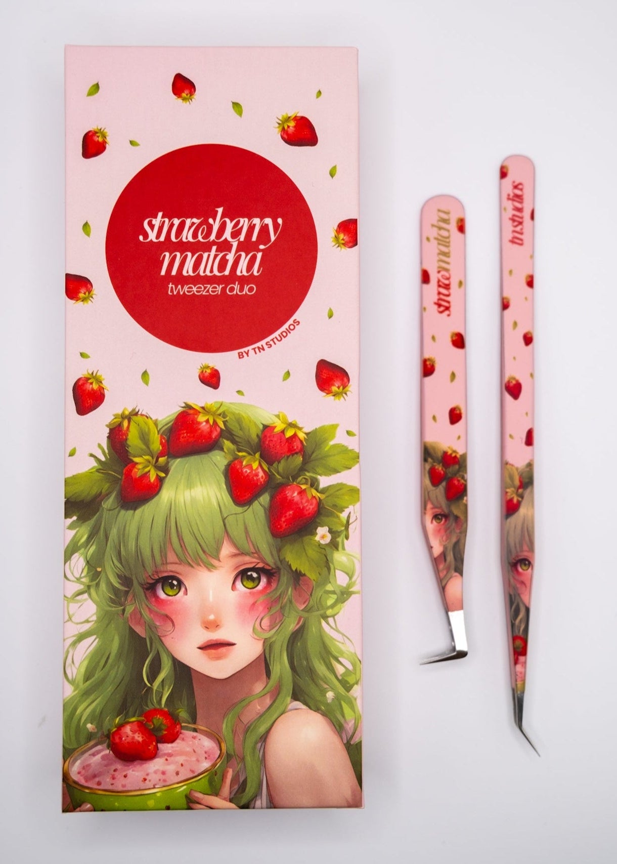 strawberry matcha tweezer duo
