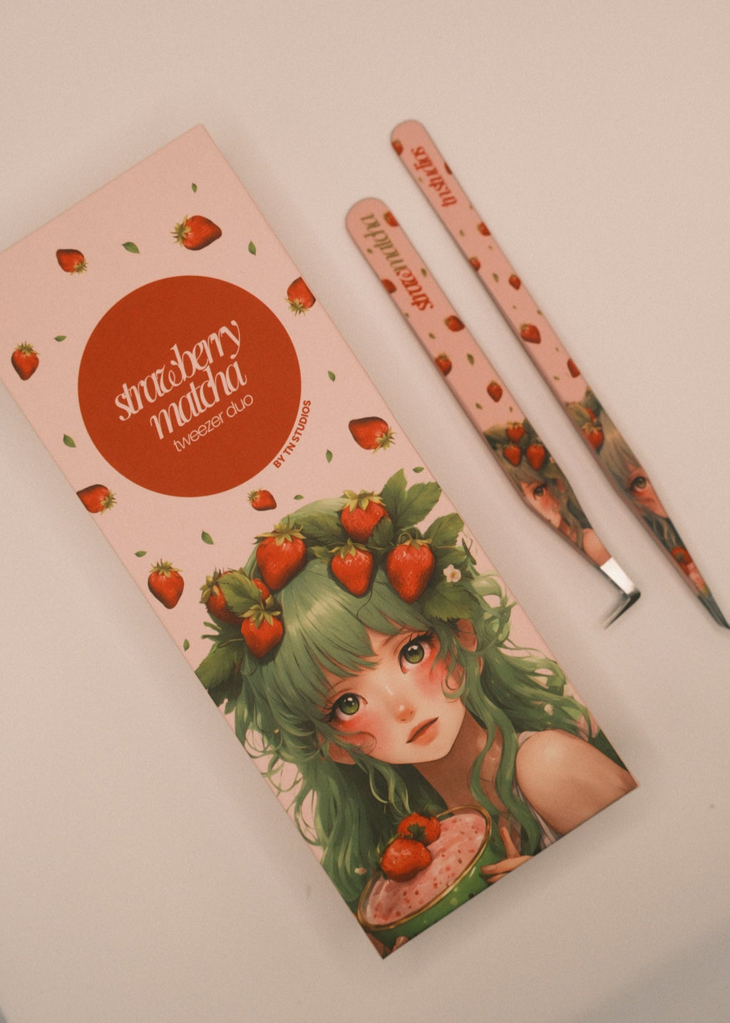 strawberry matcha tweezer duo